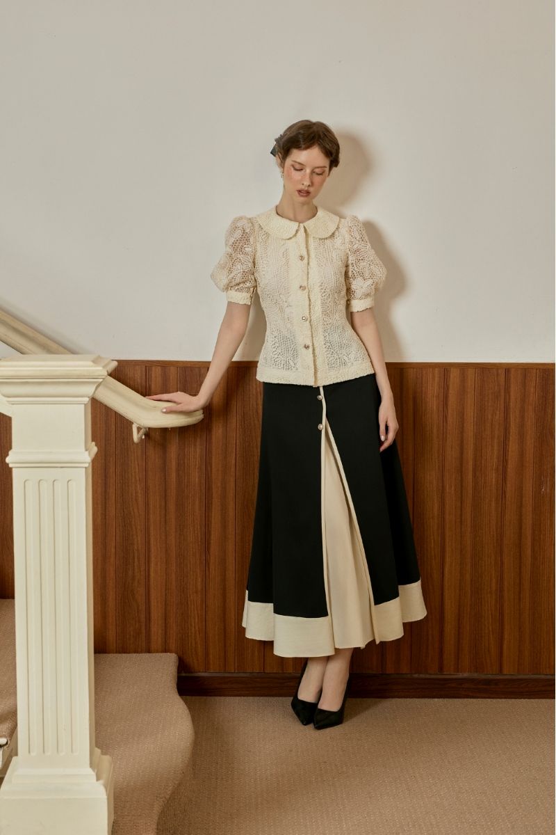 Chân Váy Xẻ Tà Phối Linen - Ảnh 4