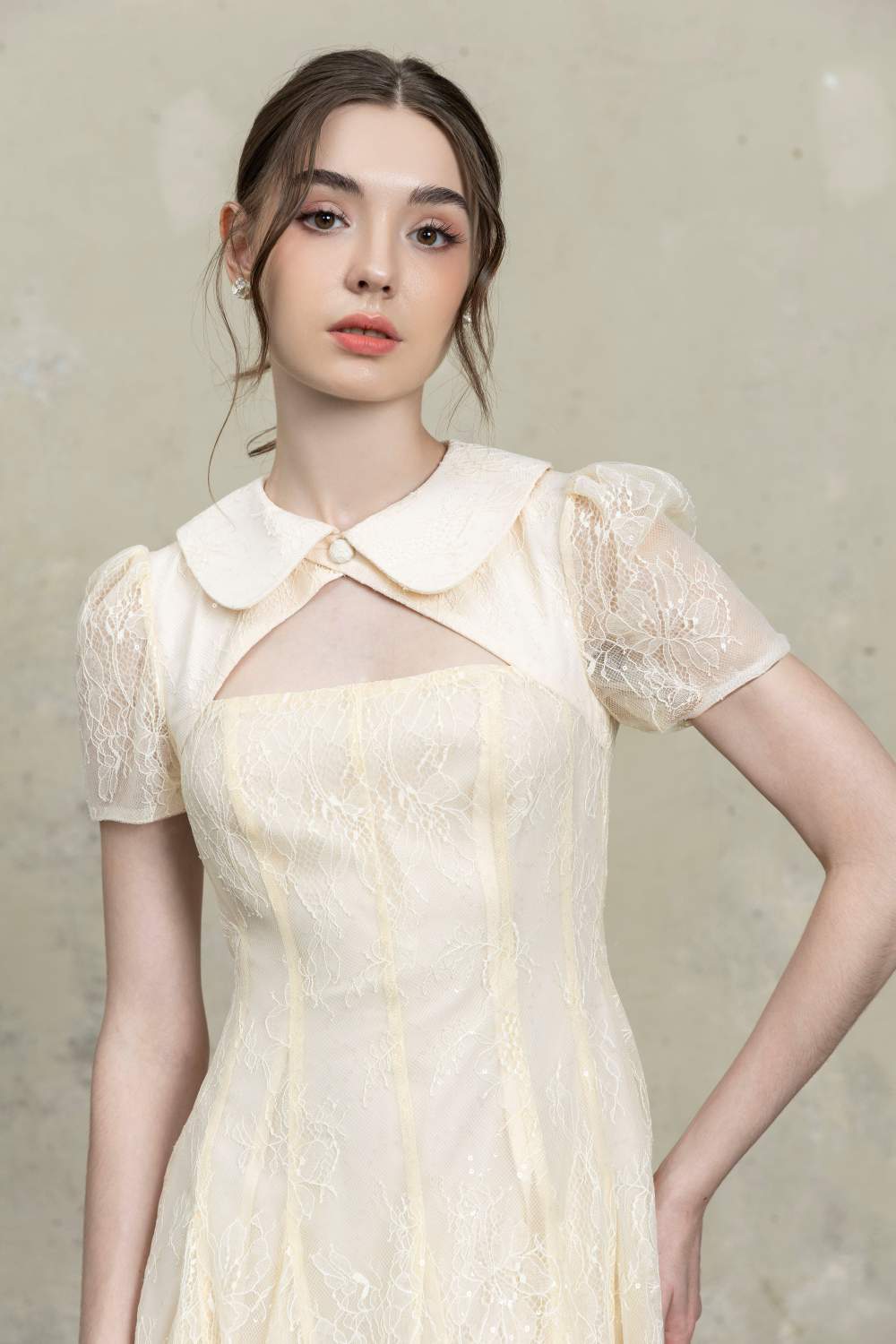 Đầm ren kim sa cổ Peter Pan - Ảnh 3
