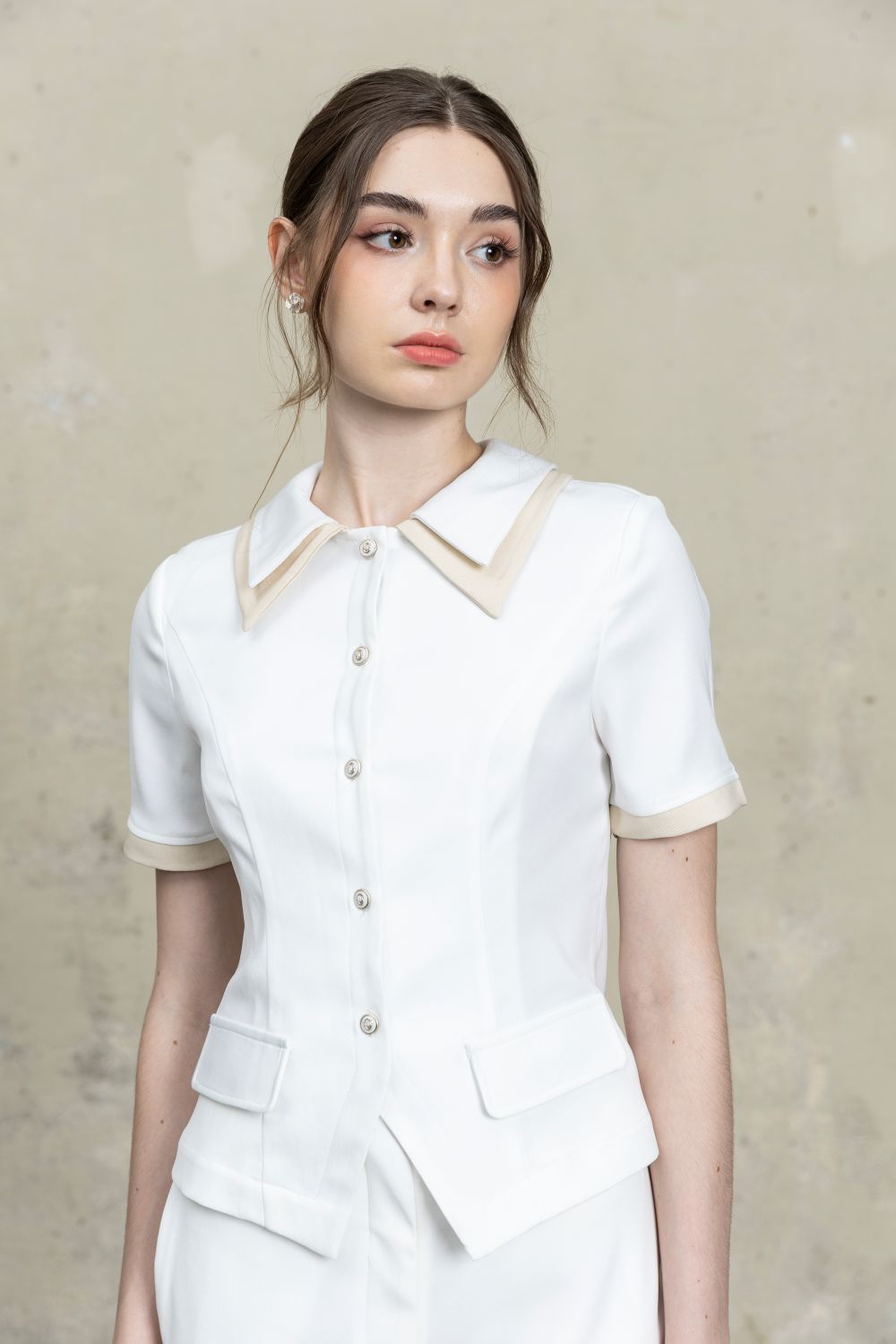 Áo kiểu cổ phối viền - Ảnh 6